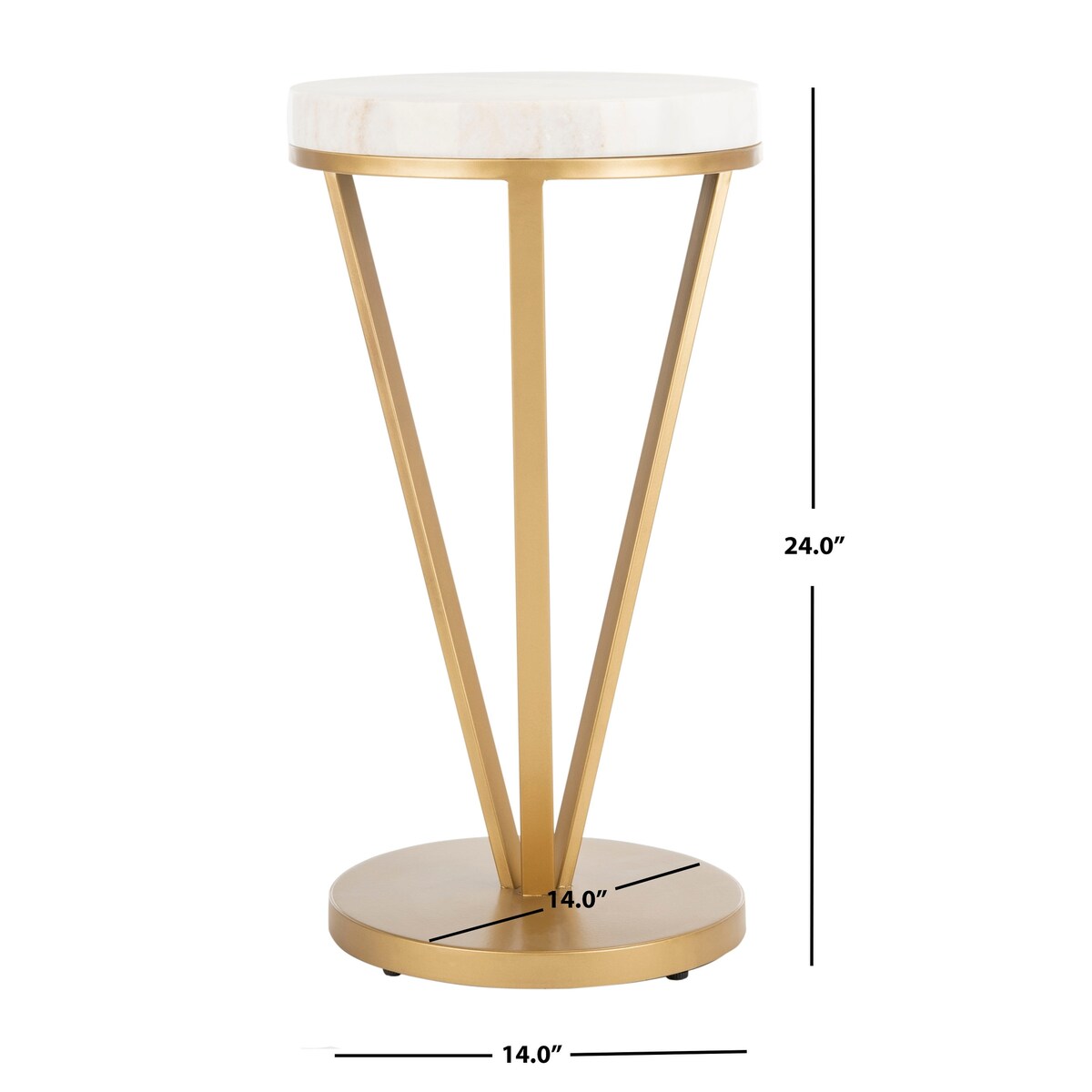 SAFAVIEH Maybelle Accent Table / Gold - 14" x 14" x 24" - 14Wx14Dx24H