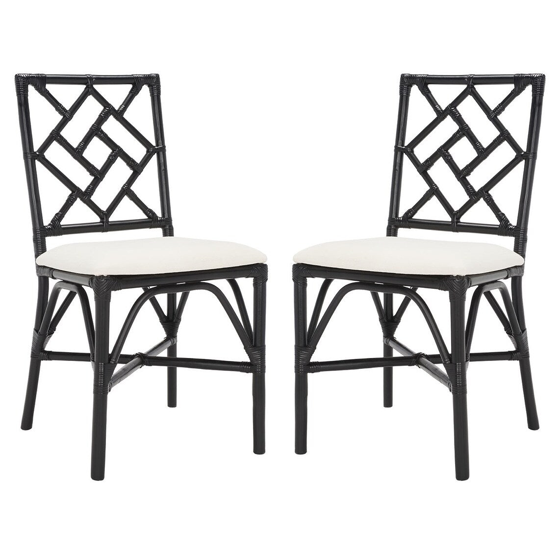 SAFAVIEH Maye Rattan Accent Chair with Cushion (Set of 2) - 18.5" W x 20.9" L x 35.8" H - 19Wx21Dx36H