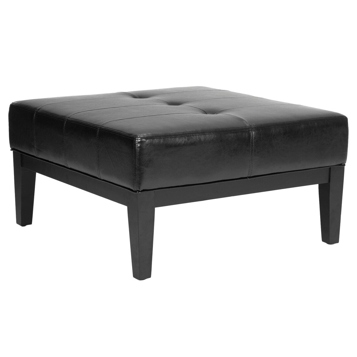 SAFAVIEH Melisa 29-inch-Wide Black Faux Leather Cocktail Ottoman