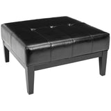 SAFAVIEH Melisa 29-inch-Wide Black Faux Leather Cocktail Ottoman