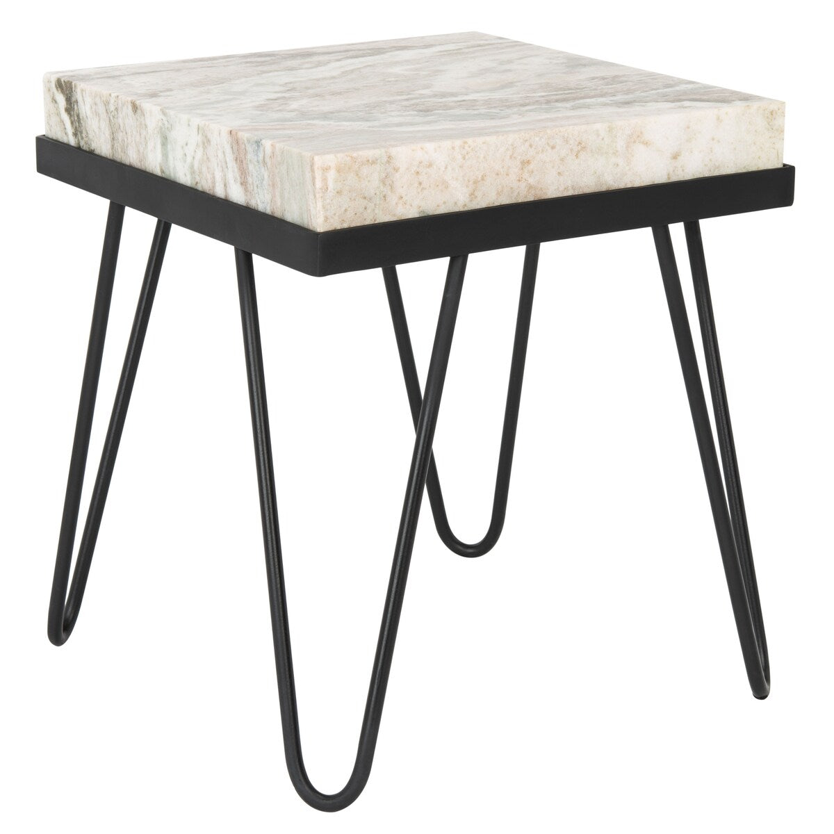 SAFAVIEH Mellie Stone Top Hairpin Leg Accent Table - 16"W x 16" L x 18" H - 16Wx16Dx18H