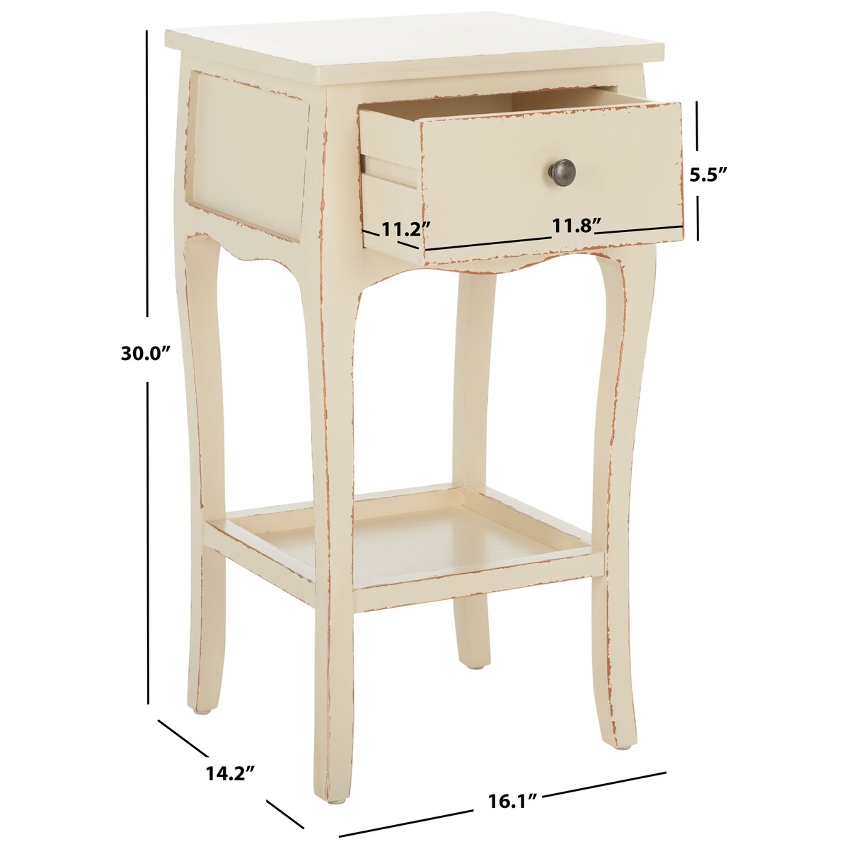 SAFAVIEH Mena End Table - 16.1" x 14.2" x 30" - 16Wx14Dx30H