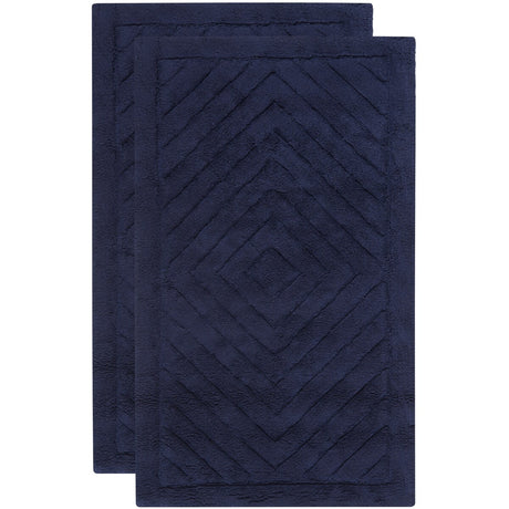 SAFAVIEH Menke Spa 2400 Gram Diamonds Navy Gram 27 x 45 Bath Rug (Set of 2) - 2'3 x 3'9