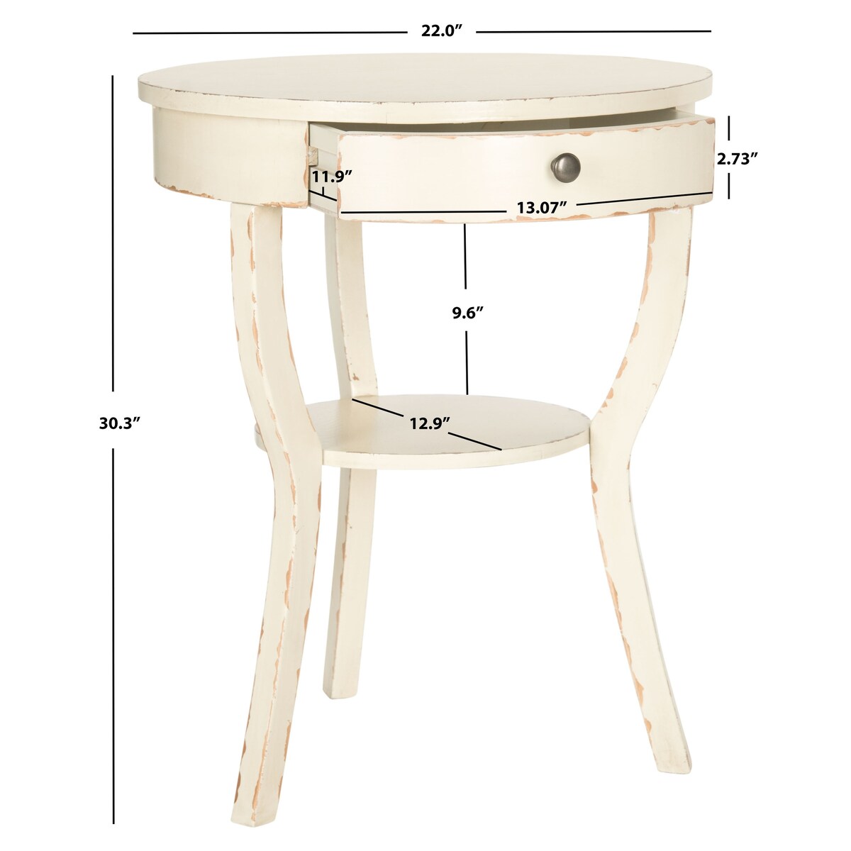 SAFAVIEH Mercedes End Table - 22" x 22" x 30.3" - 22Wx22Dx30H