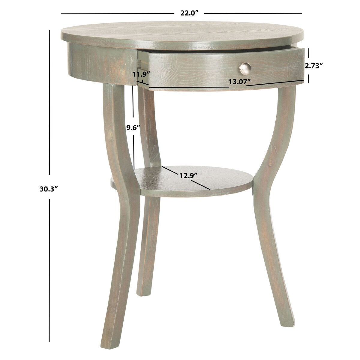 SAFAVIEH Mercedes End Table - 22" x 22" x 30.3" - 22Wx22Dx30H