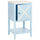 SAFAVIEH Merilda Light Blue/ White Storage Side Table - 17Wx14Dx30H