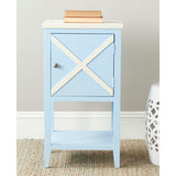 SAFAVIEH Merilda Light Blue/ White Storage Side Table - 17Wx14Dx30H