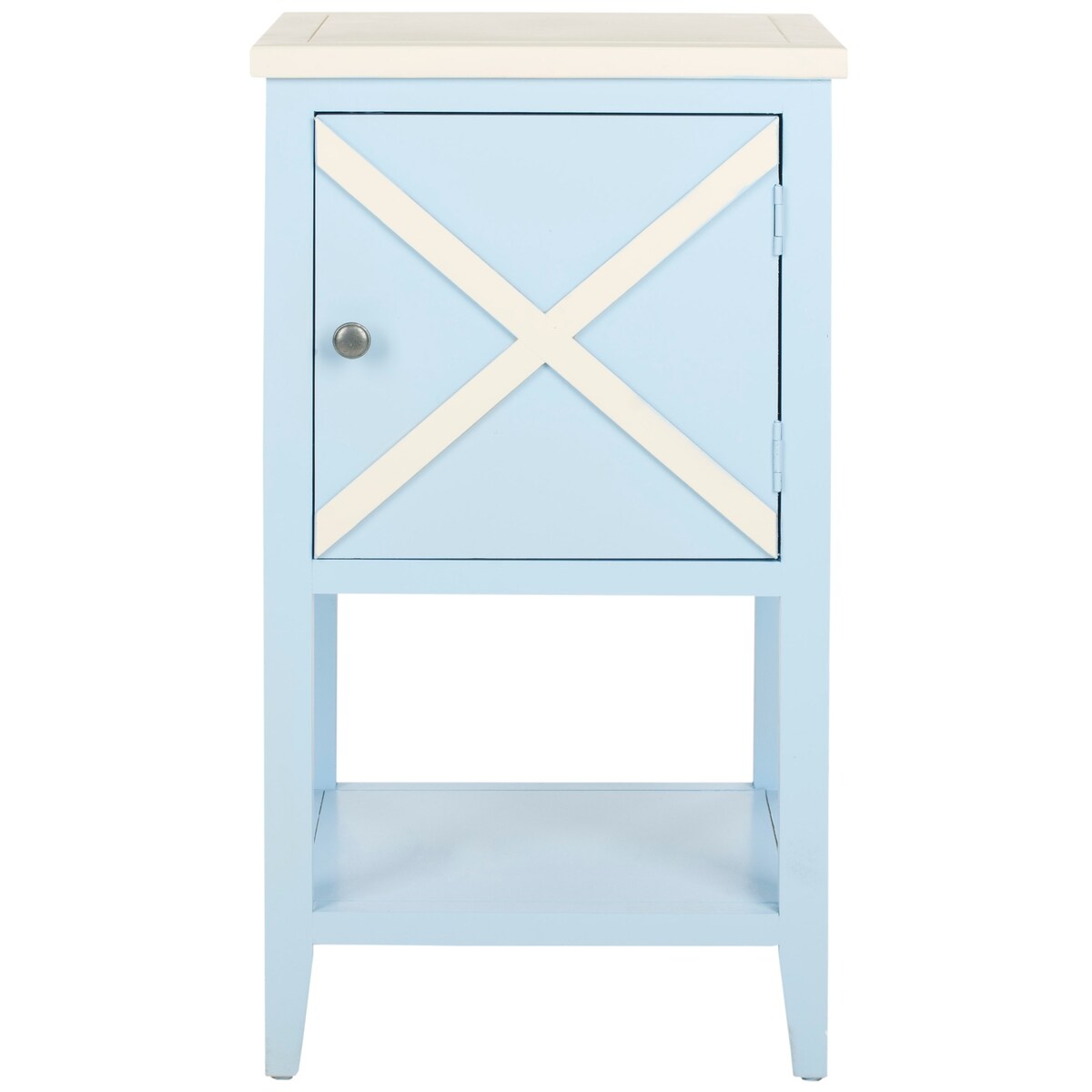 SAFAVIEH Merilda Light Blue/ White Storage Side Table - 17Wx14Dx30H