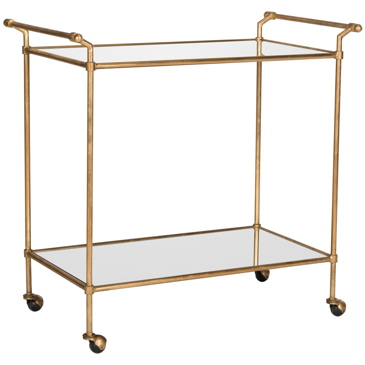 SAFAVIEH Merlene Gold/ Mirror Top Bar Cart - 31" x 18" x 30" - 31Wx18Dx30H