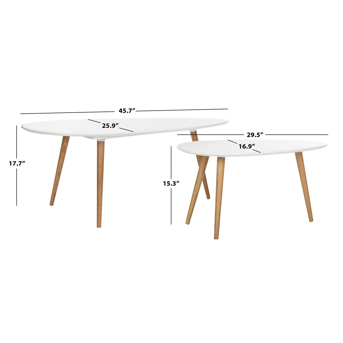 SAFAVIEH Michaele Spilt White Coffee Table - 45.7" x 25.9" x 17.7" - 46Wx26Dx18H