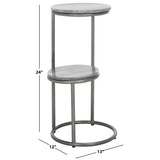 SAFAVIEH Milojka 2-Tier Marble Round Top Drink Table (Fully Assembled) - 13 In. W x 12 In. D x 24 In. H - 13Wx12Dx24H