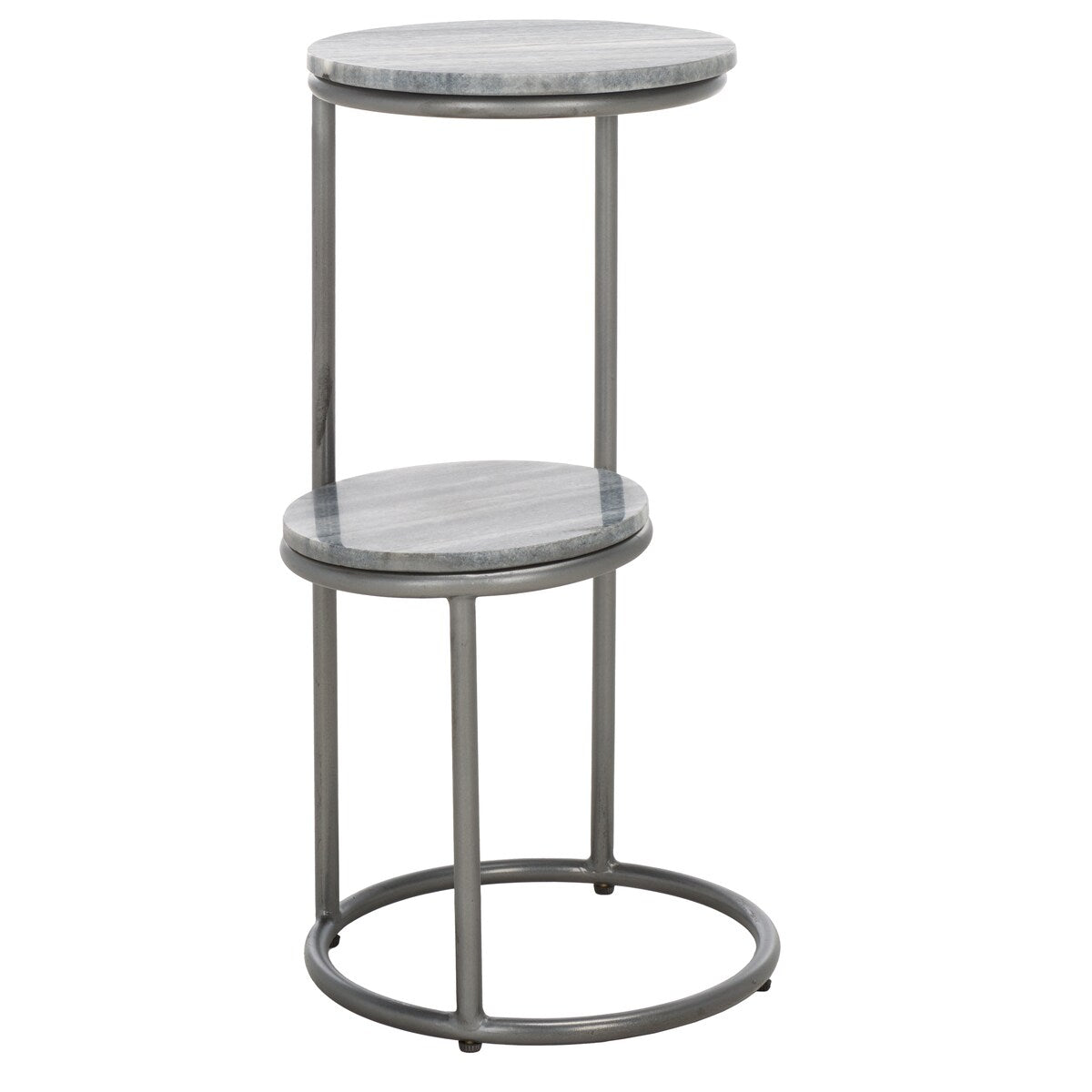 SAFAVIEH Milojka 2-Tier Marble Round Top Drink Table (Fully Assembled) - 13 In. W x 12 In. D x 24 In. H - 13Wx12Dx24H