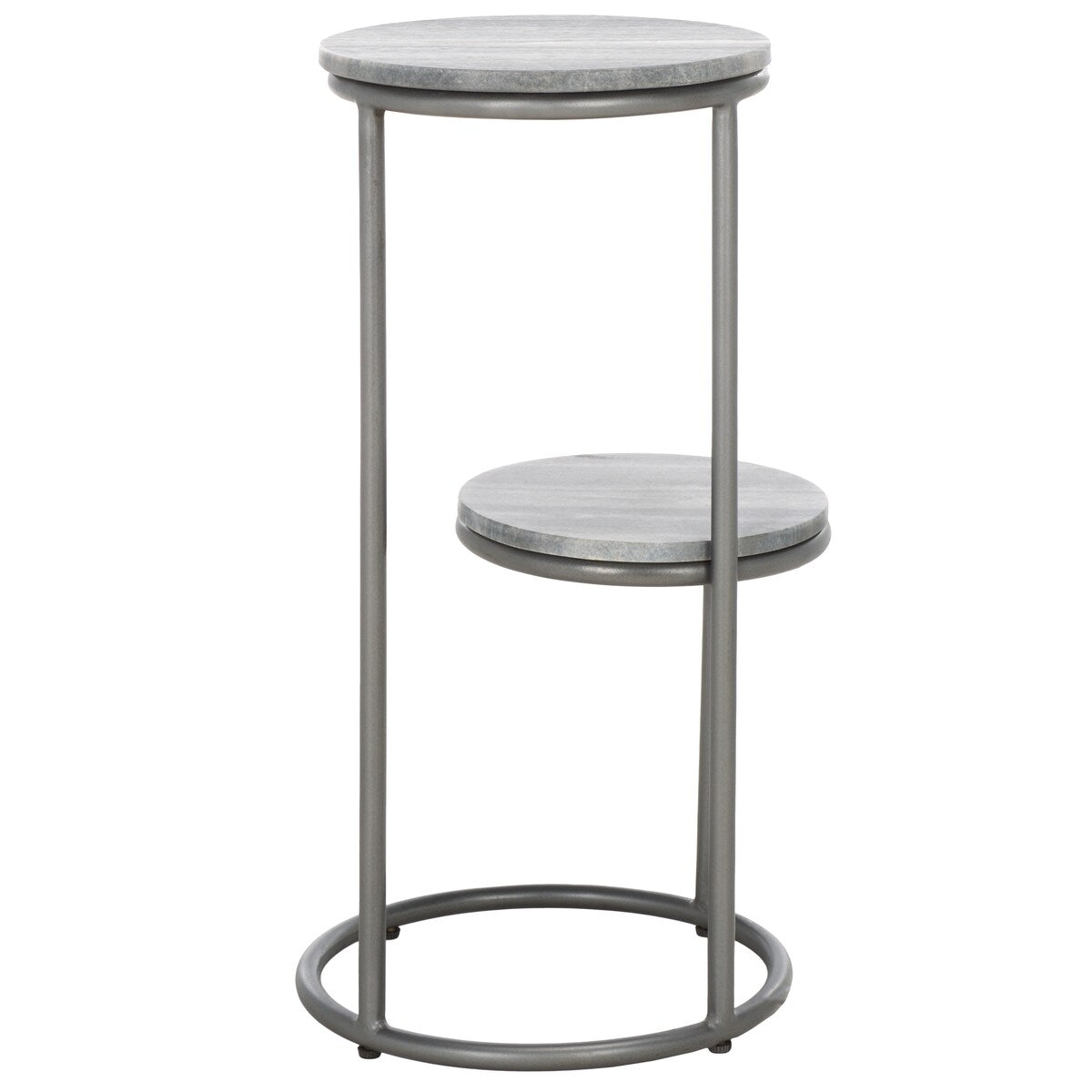 SAFAVIEH Milojka 2-Tier Marble Round Top Drink Table (Fully Assembled) - 13 In. W x 12 In. D x 24 In. H - 13Wx12Dx24H