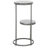 SAFAVIEH Milojka 2-Tier Marble Round Top Drink Table (Fully Assembled) - 13 In. W x 12 In. D x 24 In. H - 13Wx12Dx24H