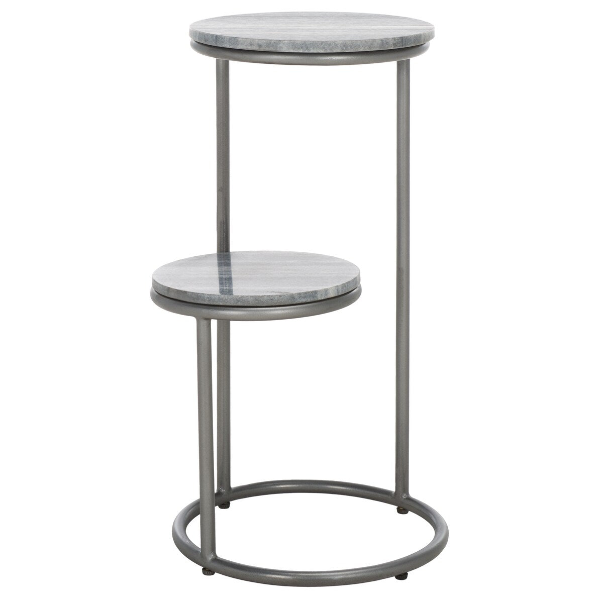 SAFAVIEH Milojka 2-Tier Marble Round Top Drink Table (Fully Assembled) - 13 In. W x 12 In. D x 24 In. H - 13Wx12Dx24H