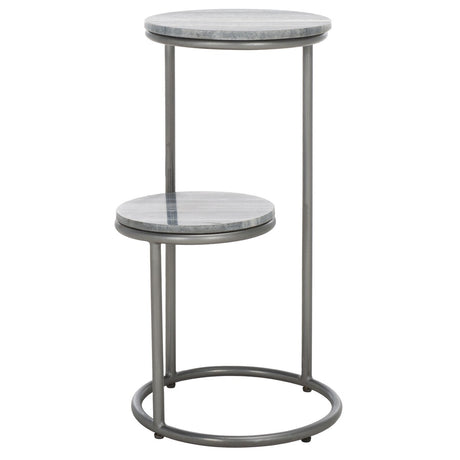 SAFAVIEH Milojka 2-Tier Marble Round Top Drink Table (Fully Assembled) - 13 In. W x 12 In. D x 24 In. H - 13Wx12Dx24H