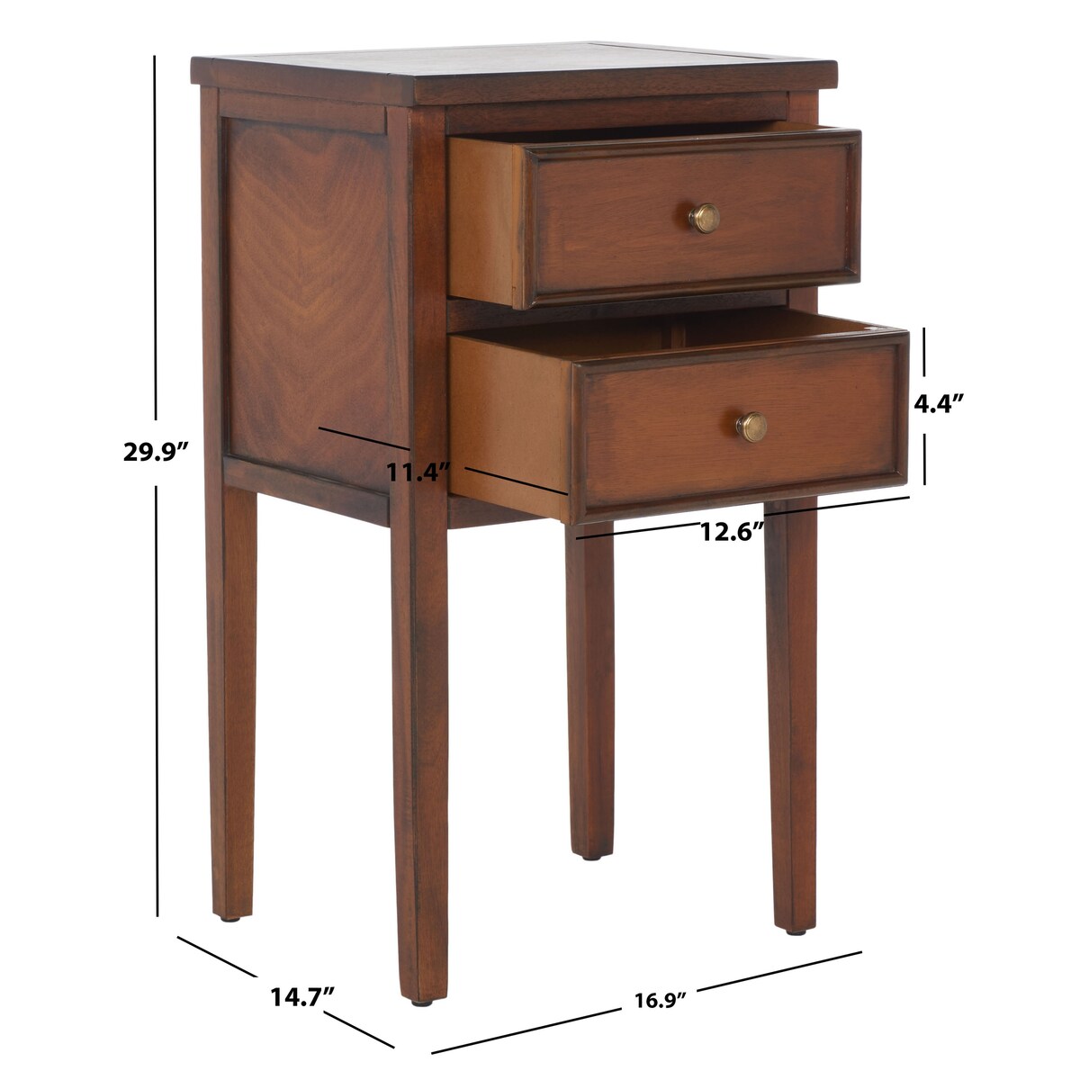 SAFAVIEH Minda 2-Drawer Accent End Table Nightstand (Fully Assembled) - 16.9" x 14.2" x 29.7" - 17Wx15Dx30H