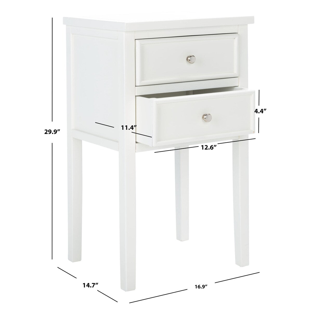 SAFAVIEH Minda 2-Drawer Accent End Table Nightstand (Fully Assembled) - 16.9" x 14.2" x 29.7" - 17Wx15Dx30H