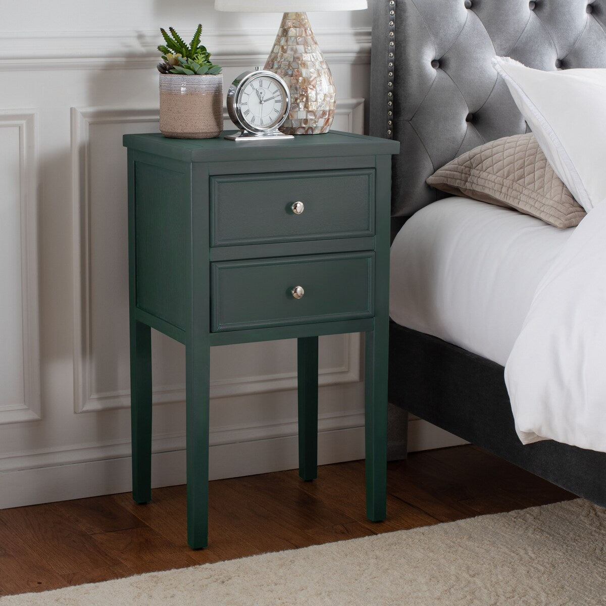 SAFAVIEH Minda 2-Drawer Accent End Table Nightstand (Fully Assembled) - 16.9" x 14.2" x 29.7" - 17Wx15Dx30H