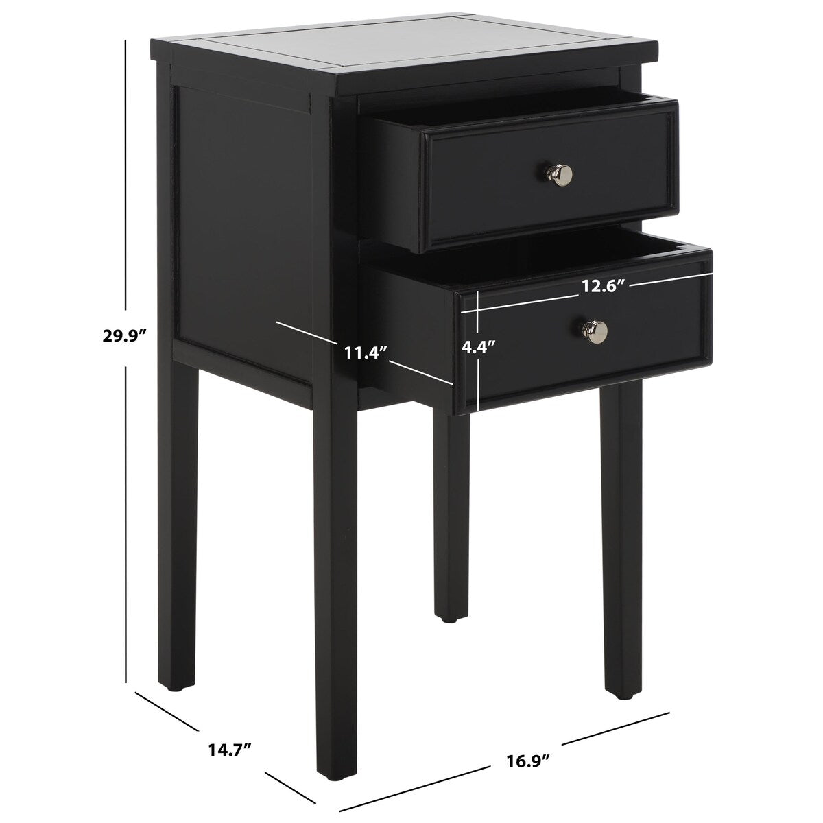 SAFAVIEH Minda 2-Drawer Accent End Table Nightstand (Fully Assembled) - 16.9" x 14.2" x 29.7" - 17Wx15Dx30H