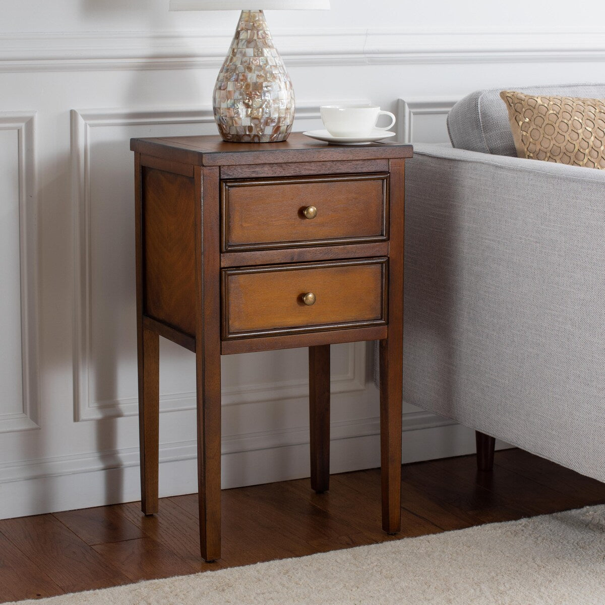 SAFAVIEH Minda 2-Drawer Accent End Table Nightstand (Fully Assembled) - 16.9" x 14.2" x 29.7" - 17Wx15Dx30H