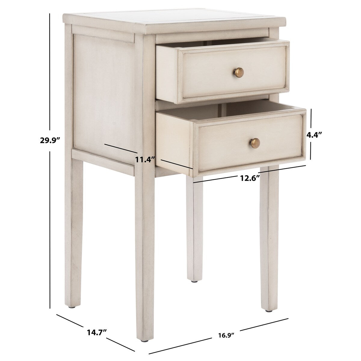 SAFAVIEH Minda 2-Drawer Accent End Table Nightstand (Fully Assembled) - 16.9" x 14.2" x 29.7" - 17Wx15Dx30H