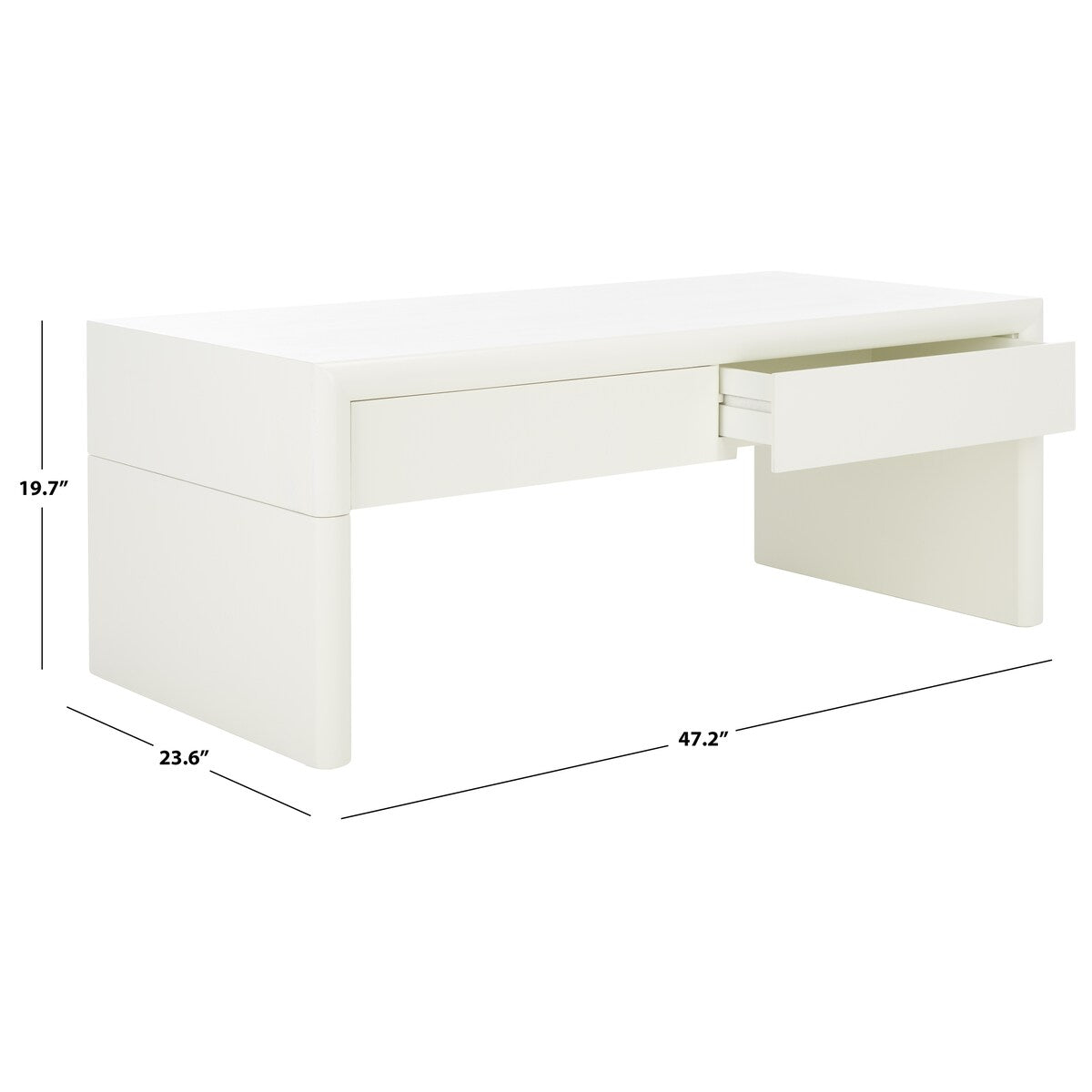 SAFAVIEH Mita Coffee Table with Drawers - 47" L x 24" D x 20" H - 47Wx24Dx20H