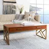 SAFAVIEH Modesta 2-Drawer Modern Glam Coffee Table - 43.3" x 21.7" x 16.5" - 43Wx22Dx17H