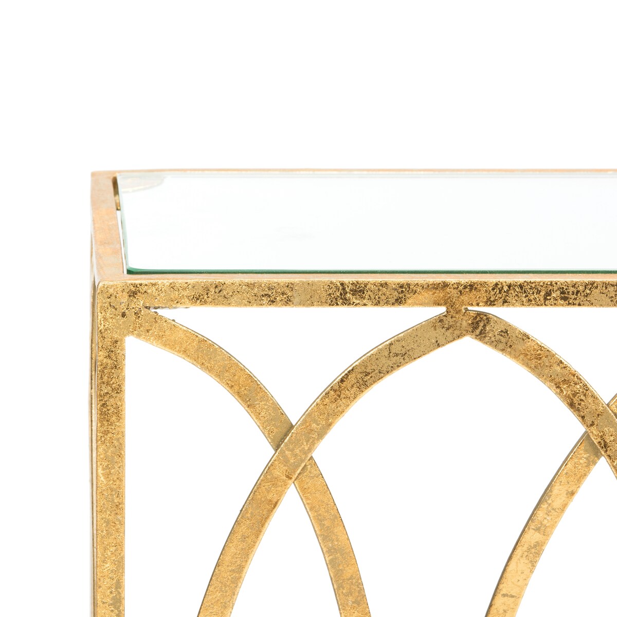 SAFAVIEH Monna Oval Ringed Gold Console Table - 48" x 8" x 30" - 48Wx8Dx30H