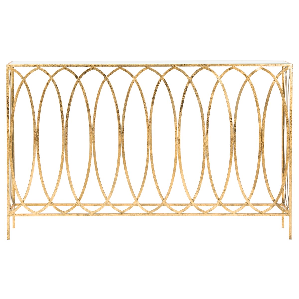 SAFAVIEH Monna Oval Ringed Gold Console Table - 48" x 8" x 30" - 48Wx8Dx30H