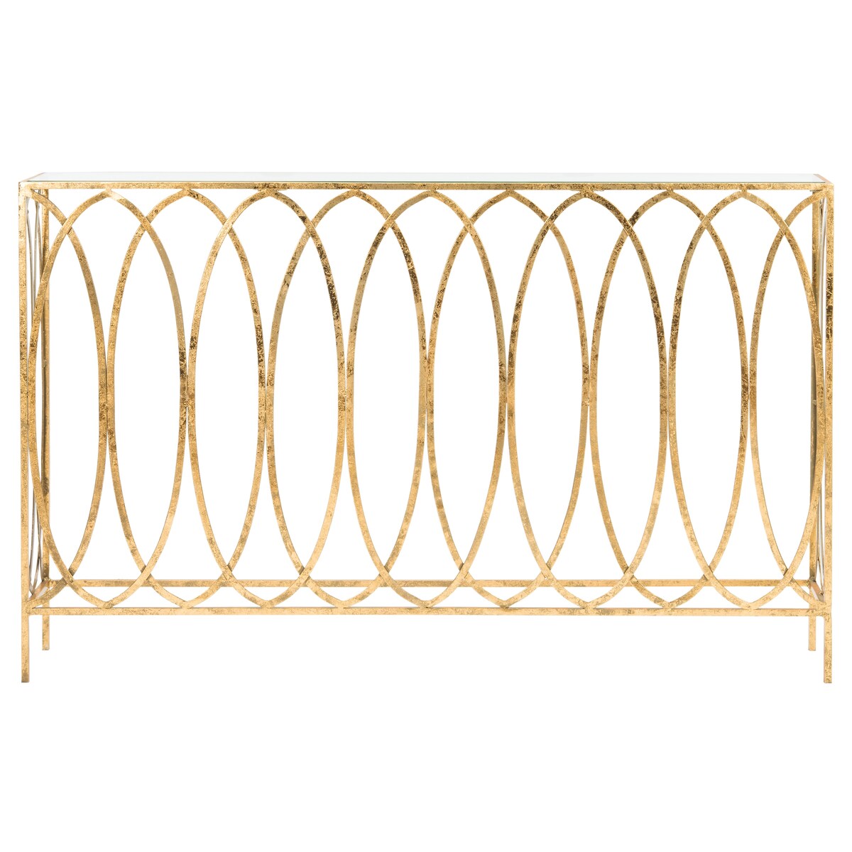 SAFAVIEH Monna Oval Ringed Gold Console Table - 48" x 8" x 30" - 48Wx8Dx30H