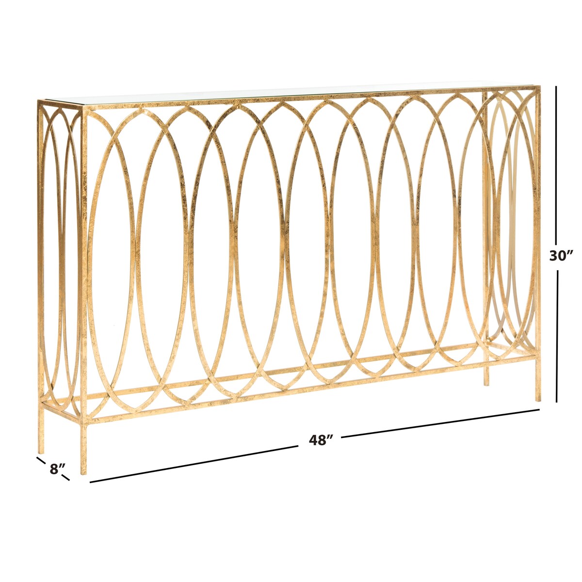 SAFAVIEH Monna Oval Ringed Gold Console Table - 48" x 8" x 30" - 48Wx8Dx30H