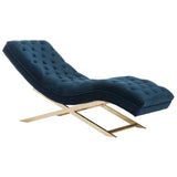 SAFAVIEH Monroe Navy/ Gold Chaise with Round Pillow - 65' x 23' x 33'