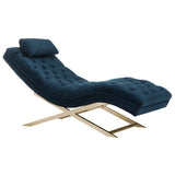 SAFAVIEH Monroe Navy/ Gold Chaise with Round Pillow - 65' x 23' x 33'