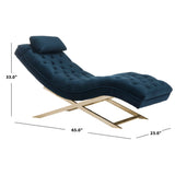 SAFAVIEH Monroe Navy/ Gold Chaise with Round Pillow - 65' x 23' x 33'