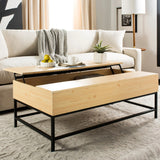 SAFAVIEH Nada Light Oak/ Black Lift-Top Coffee Table - 50" x 26" x 17.8" - 50Wx26Dx18H