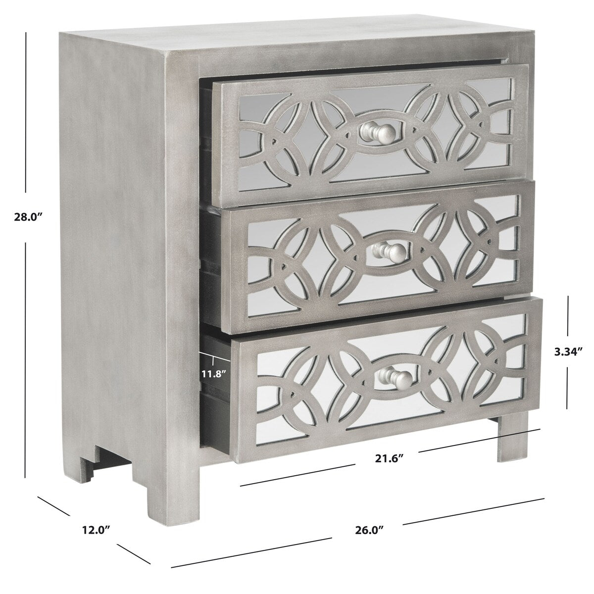 SAFAVIEH Nairne Grey 3-Drawer Chest - 26Wx12Dx28H