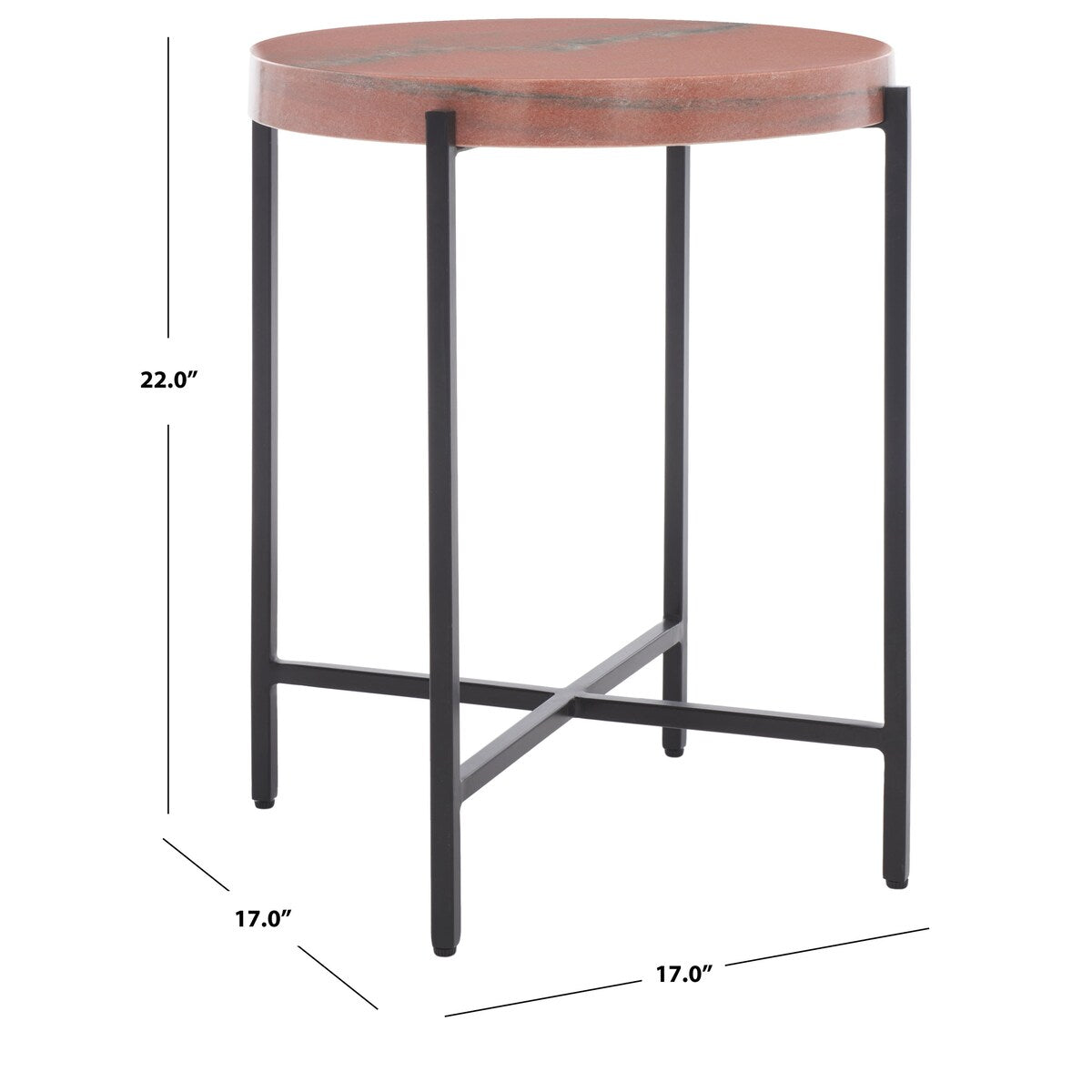 SAFAVIEH Nan Stone Top Accent Table - 17" W x 17" L x 22" H - 17Wx17Dx22H