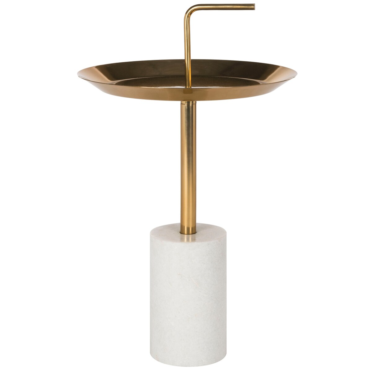 SAFAVIEH Nanci Round Brass Top Side Table - White / Brass - 17" x 17" x 27" - 17Wx17Dx27H