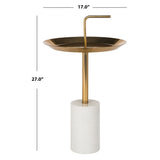 SAFAVIEH Nanci Round Brass Top Side Table - White / Brass - 17" x 17" x 27" - 17Wx17Dx27H