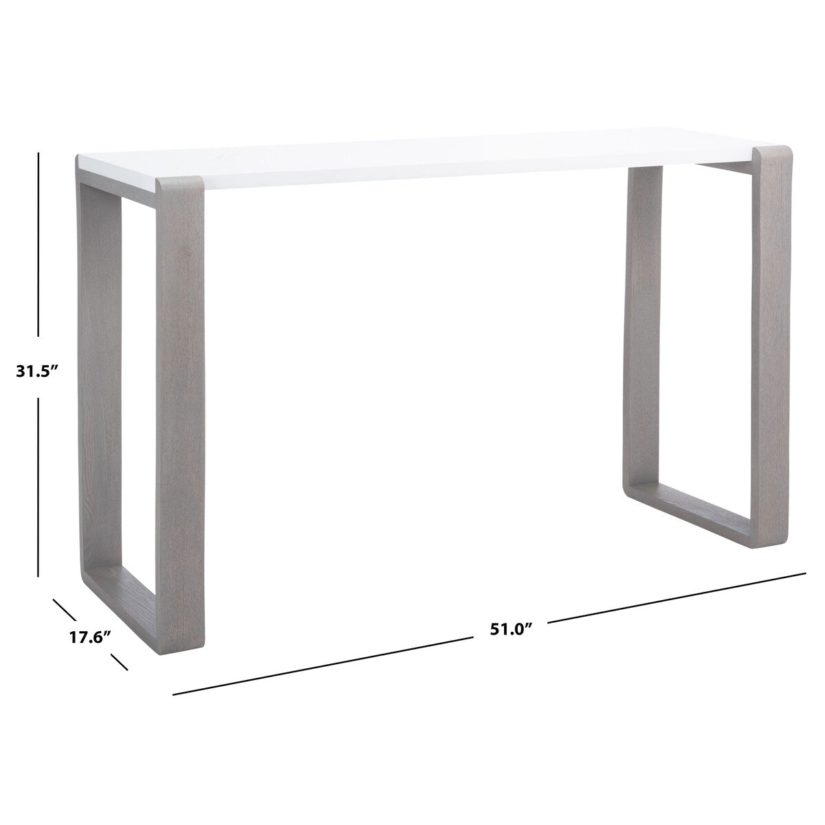 SAFAVIEH Nancie Mid-Century Modern White/ Dark Brown Lacquer Console Table - 51" x 17.6" x 31.5" - 51Wx18Dx32H