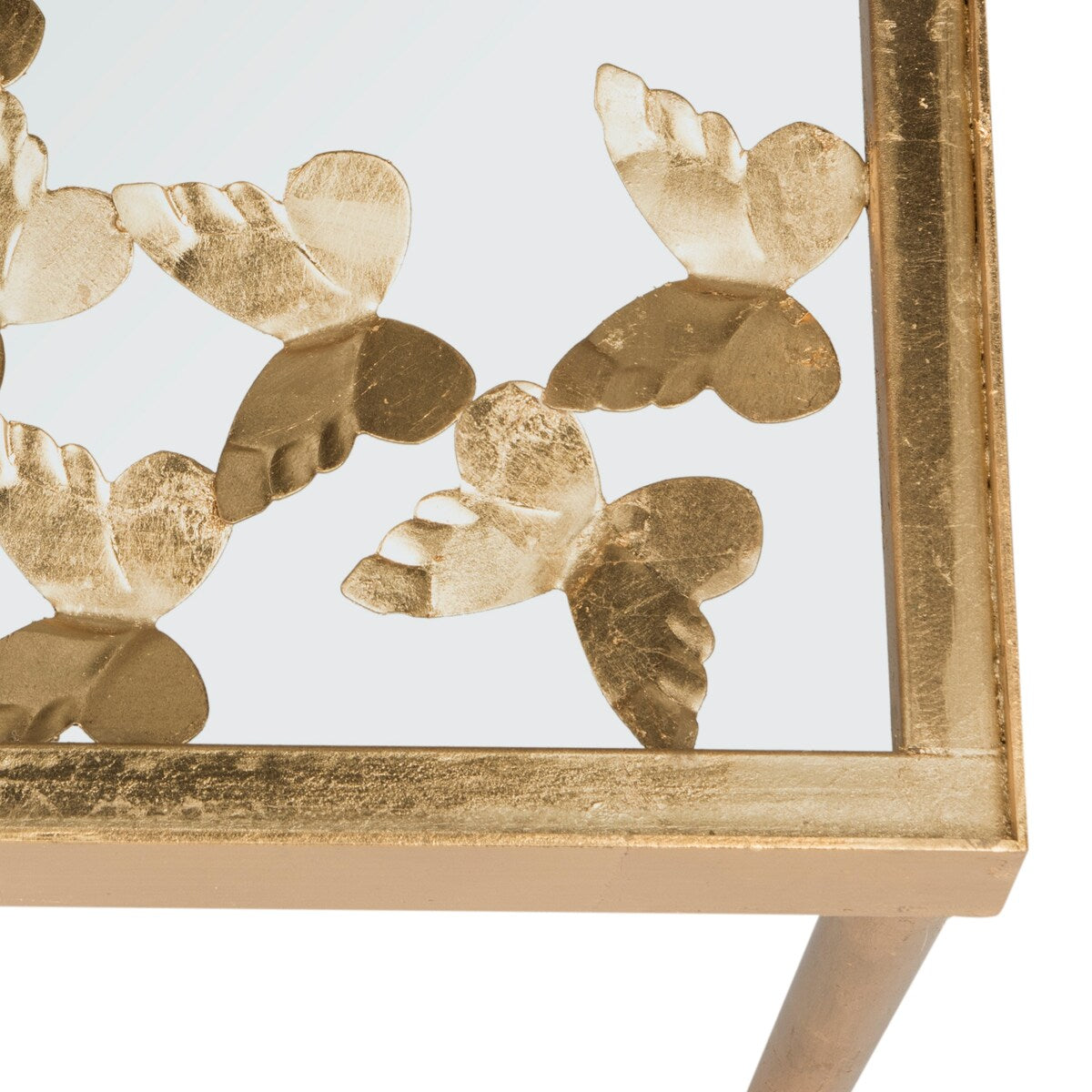 SAFAVIEH Nannette Antique Gold Leaf Butterfly Console Table - 42Wx12Dx30H