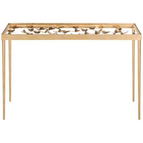 SAFAVIEH Nannette Antique Gold Leaf Butterfly Console Table - 42Wx12Dx30H