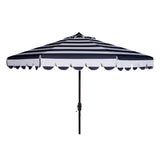 SAFAVIEH Nargiz Single Scallop Striped 9 Ft Crank Umbrella