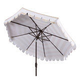 SAFAVIEH Nargiz Single Scallop Striped 9 Ft Crank Umbrella