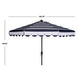 SAFAVIEH Nargiz Single Scallop Striped 9 Ft Crank Umbrella