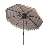 SAFAVIEH Nargiz Single Scallop Striped 9 Ft Crank Umbrella