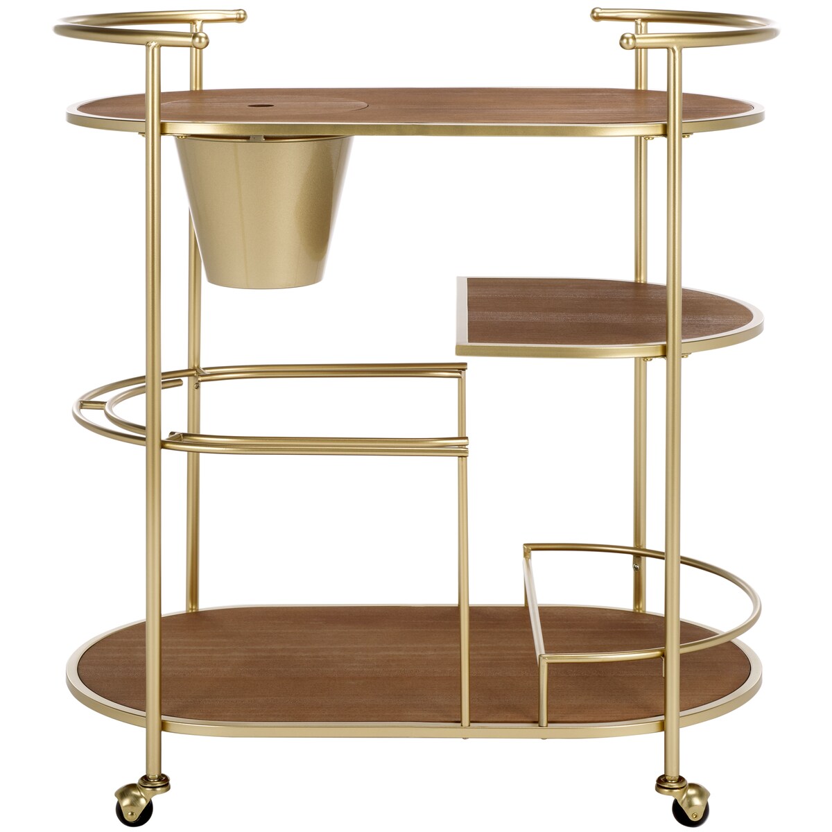 SAFAVIEH Natavan 2-Tier Bar Cart with Bucket - 32 In. W x 18.3 In. D x 34.3 In. H - 32Wx18Dx34H