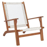 SAFAVIEH Natividad Outdoor Solid Wood Chaise Lounge Chair & Stool Set of 2 (Includes End Table) - 26W x 33D x 35H