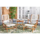 SAFAVIEH Natividad Outdoor Solid Wood Chaise Lounge Chair & Stool Set of 2 (Includes End Table) - 26W x 33D x 35H